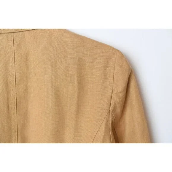 Vintage DKNY Women’s Camel 100% Linen Blazer Jacket Size 8 - Picture 10 of 16